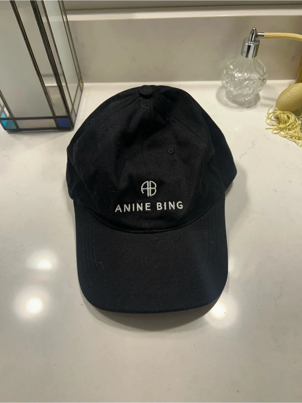 Anine Bing Jeremy Cap Black White Text Good used condition - Picture 2 of 5